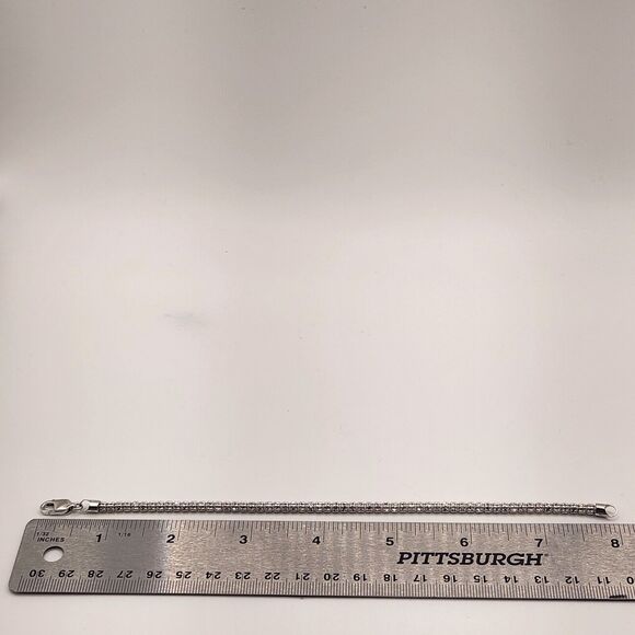 10k White Gold Snake Fashion Bracelet 8" - Picture 4 of 6